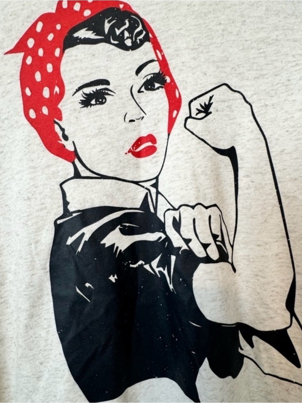 Ruby's Rubbish Rosie the Riveter Graphic Tee Oat Small Feminist Americana